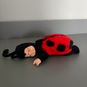 Vintage 1990s Anne Geddes LADYBUG 10" Plush Bean Bag Sleeping Baby Collectible